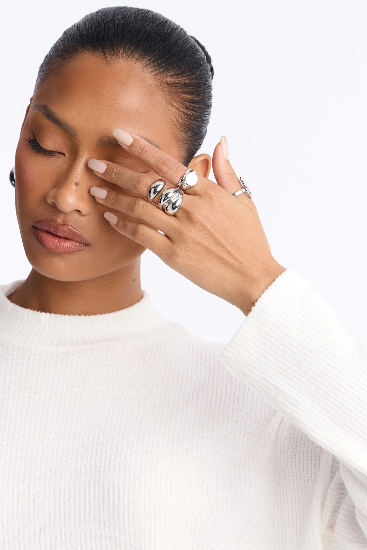 Mixing It Up 5 Piece Ring Set - Silver — Prateado