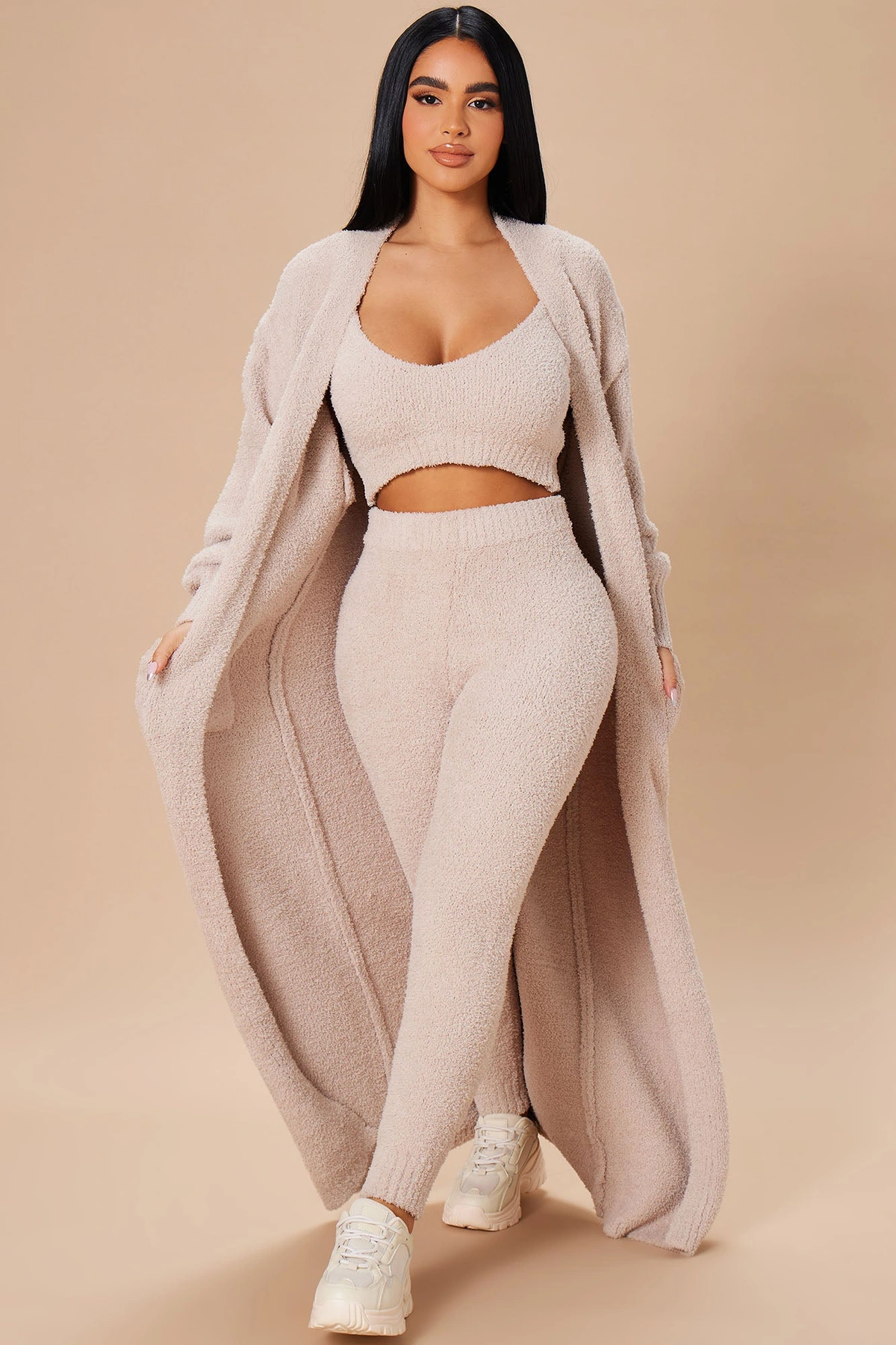 Living In It 3 Piece Legging Set - Taupe — Bege acinzentado