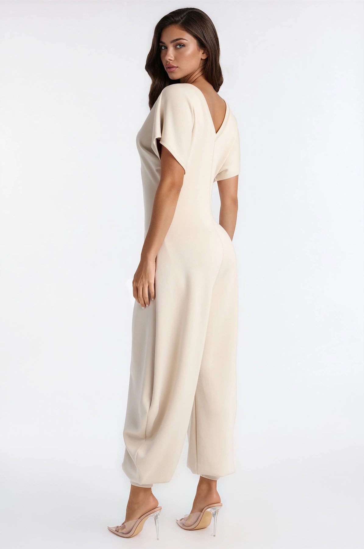 Let's Relax Barrel Wide Leg Jumpsuit - Cream — Creme