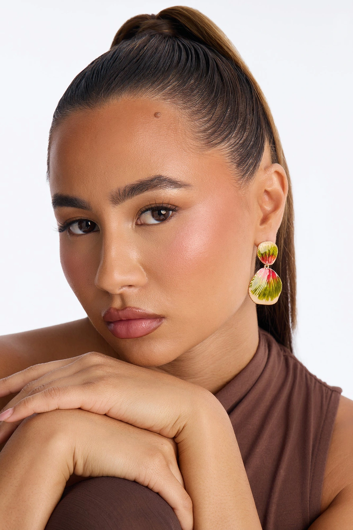 Season's Changing Earrings - Gold/Green — Dourado/Verde
