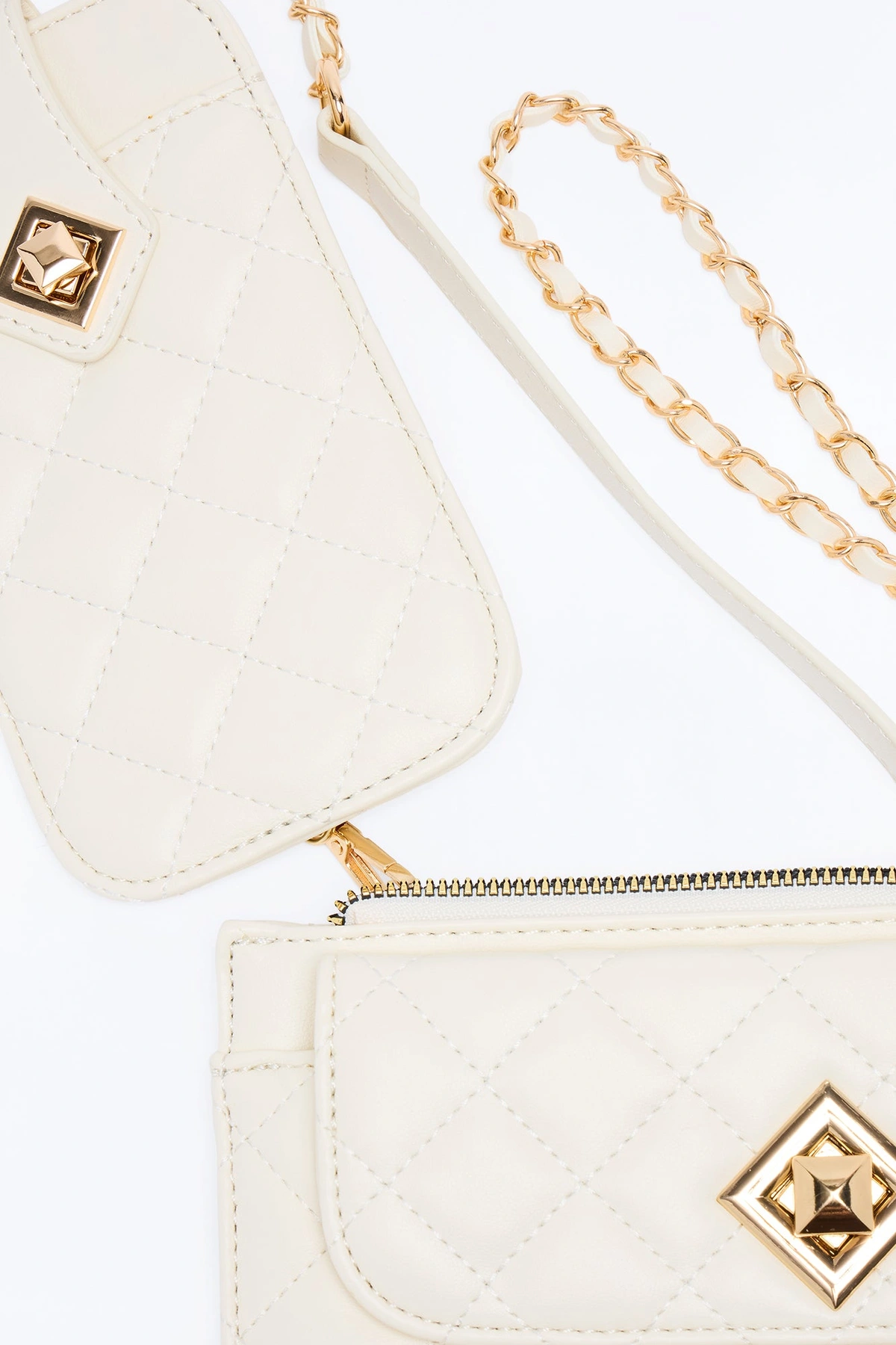 Waiting For Your Call Faux Leather Handbag And Phone Case - Ivory — Marfim
