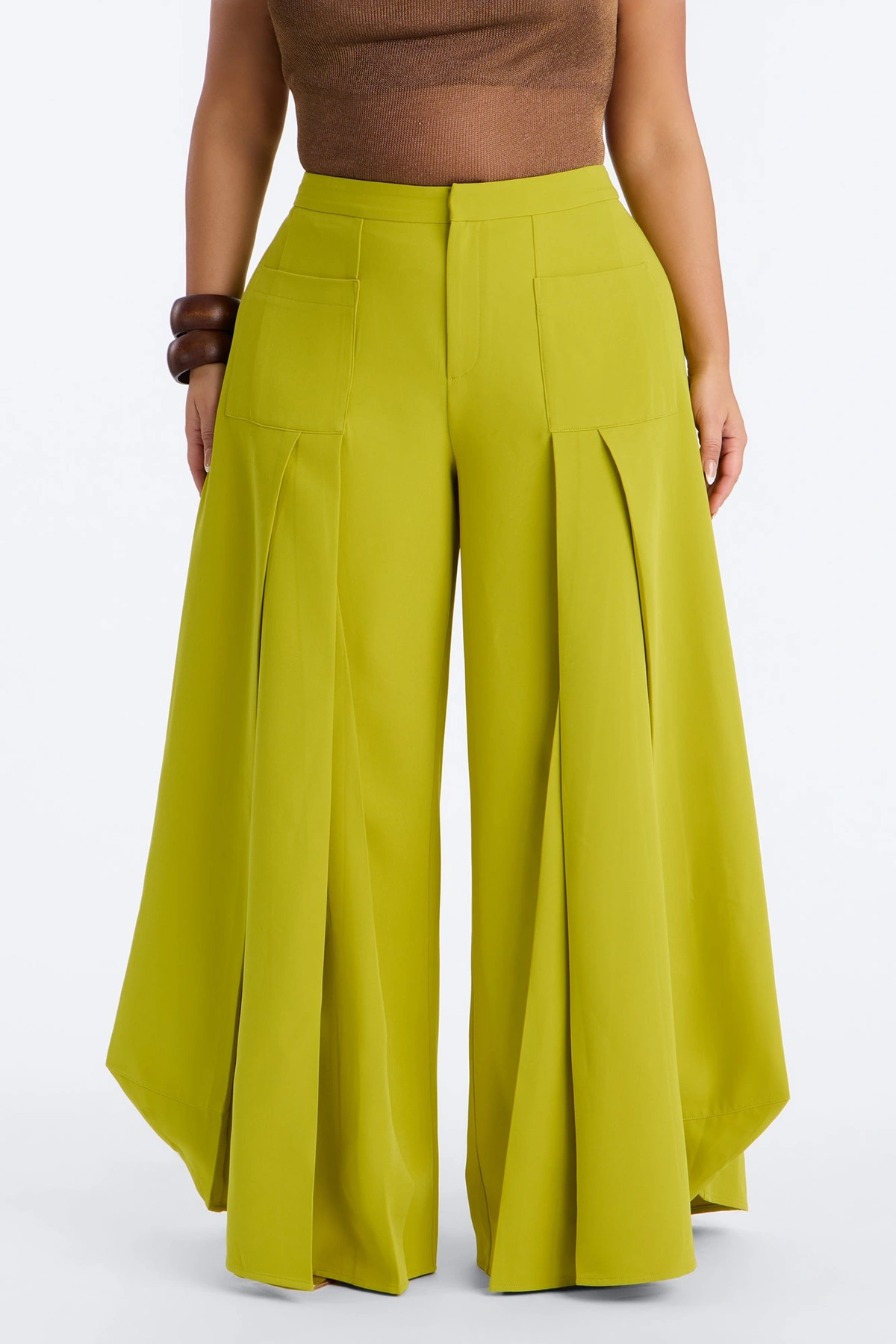 Stand Out Super Wide Pleated Trouser - Chartreuse — Chartreuse