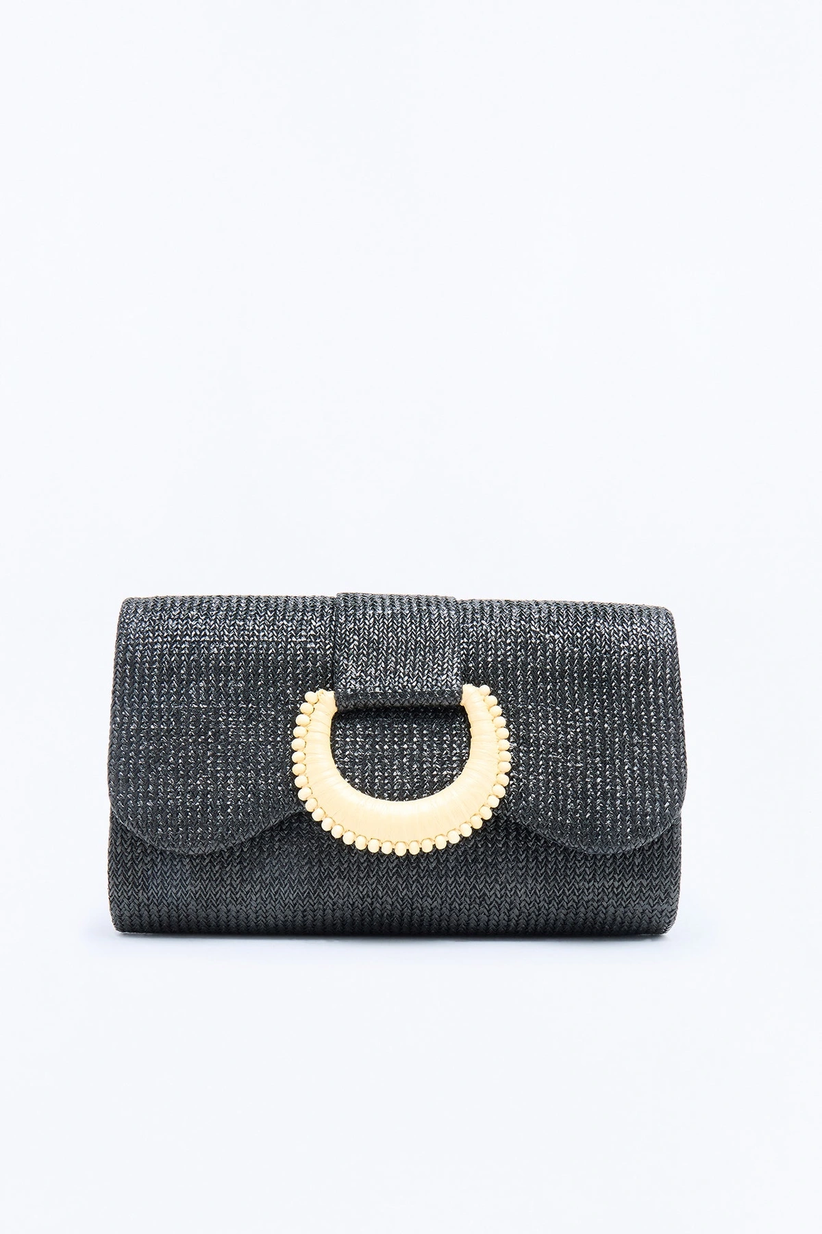 Riviera Maya Straw Clutch - Black — Preto