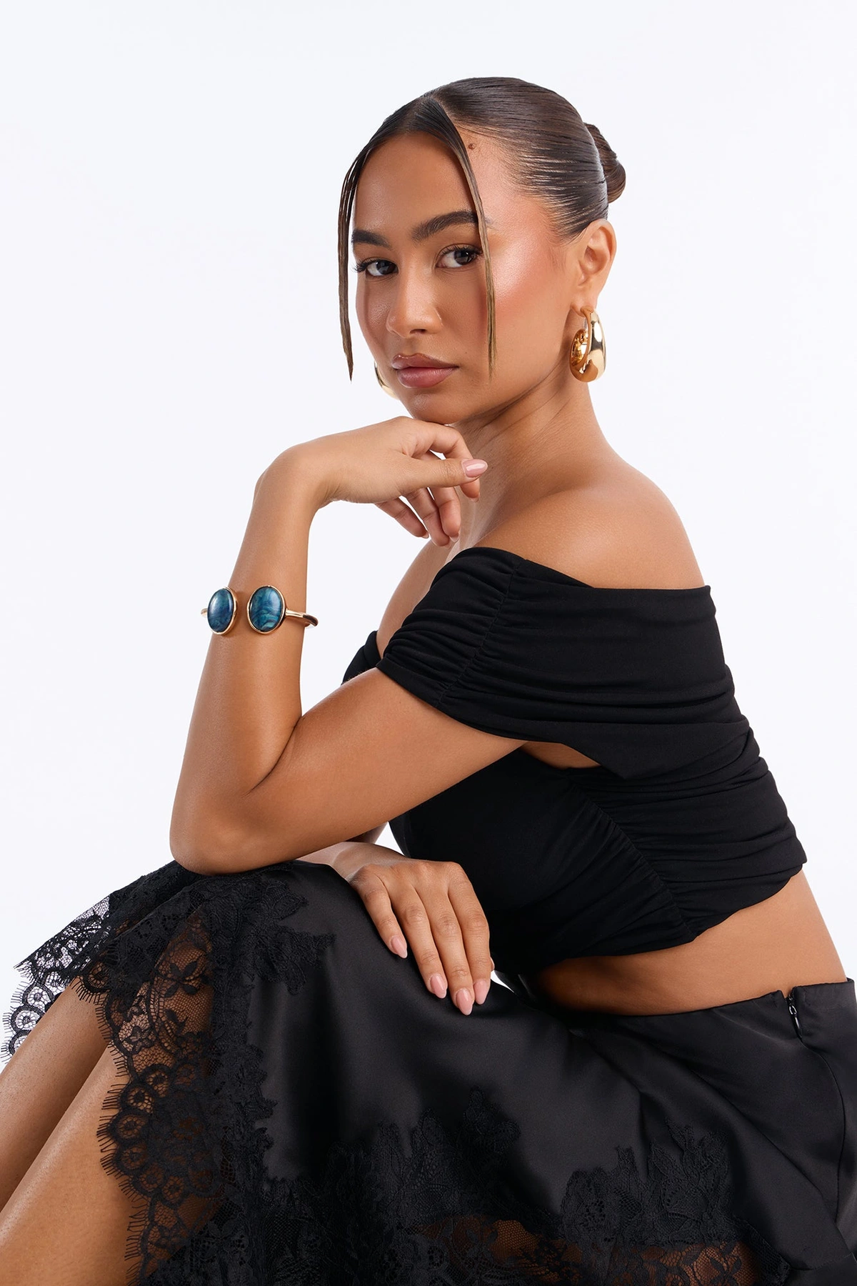 Dreamy Stone Bracelet - Gold/Blue — Dourado/Azul