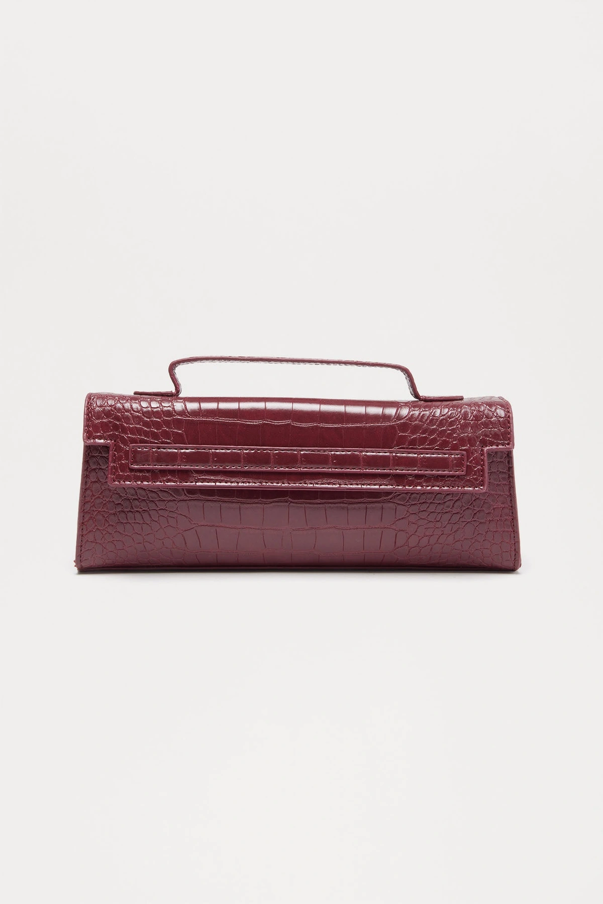 Predator Instinct Embossed Croc Faux Leather Clutch - Burgundy — Bordô