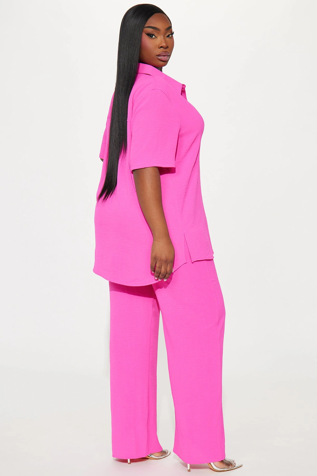 Makenzie Short Sleeve Pant Set - Hot Pink — Hot Rosa
