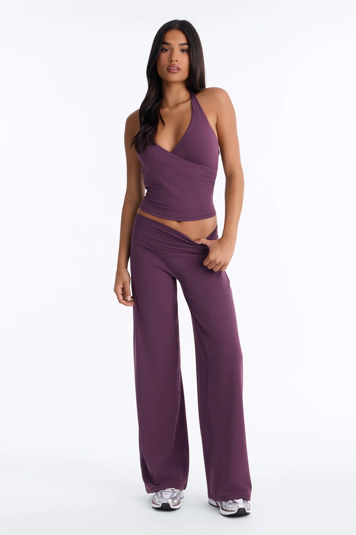 Riley Active Surplice Pant Set - Plum — Plum