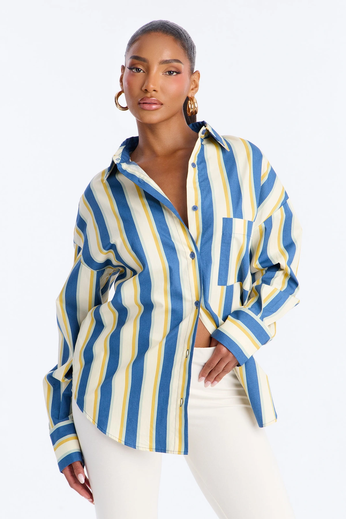 I'm The Main Topic Striped Shirt - Blue/combo — Azul/combinação