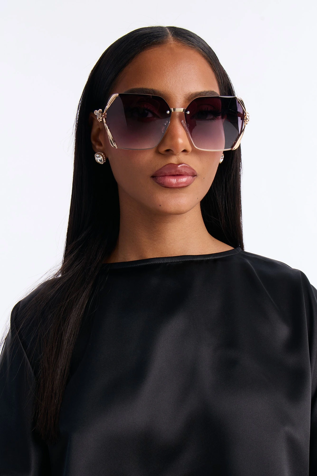 Rosalie Sunglasses - Black/Gold — Preto/Dourado