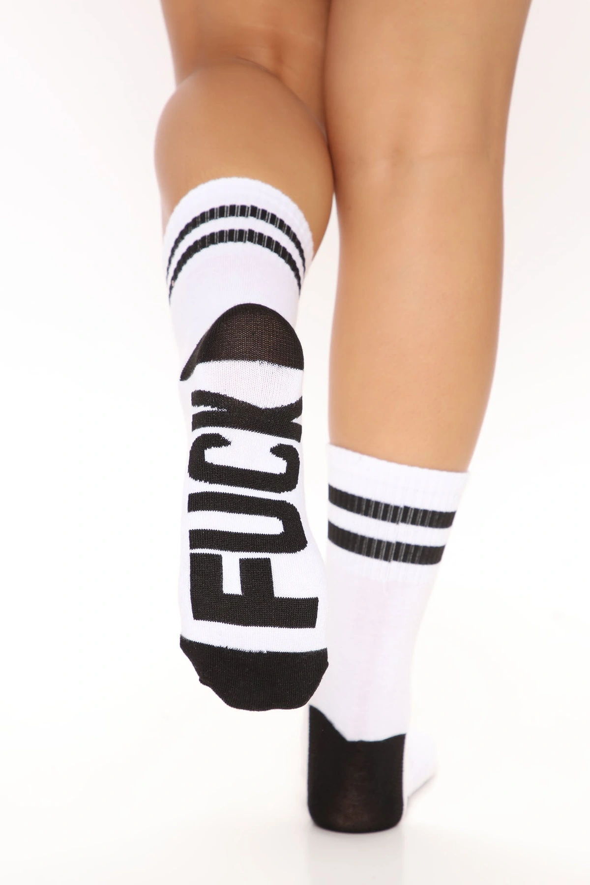 Fuck Off Crew Socks - White/Black — Branco/Preto