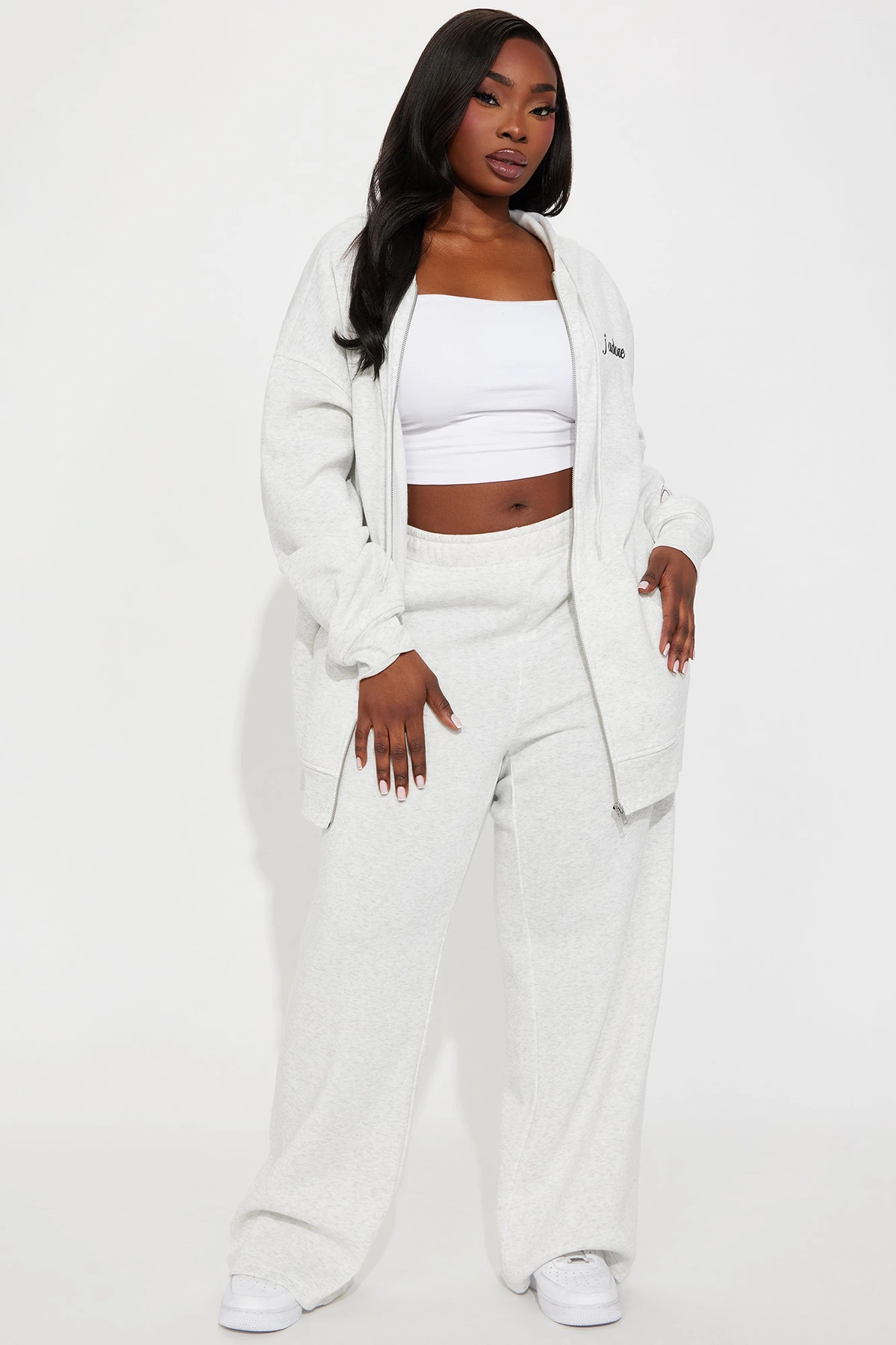 Jadore Fleece Pant Set - Heather Grey — Cinzento mesclado