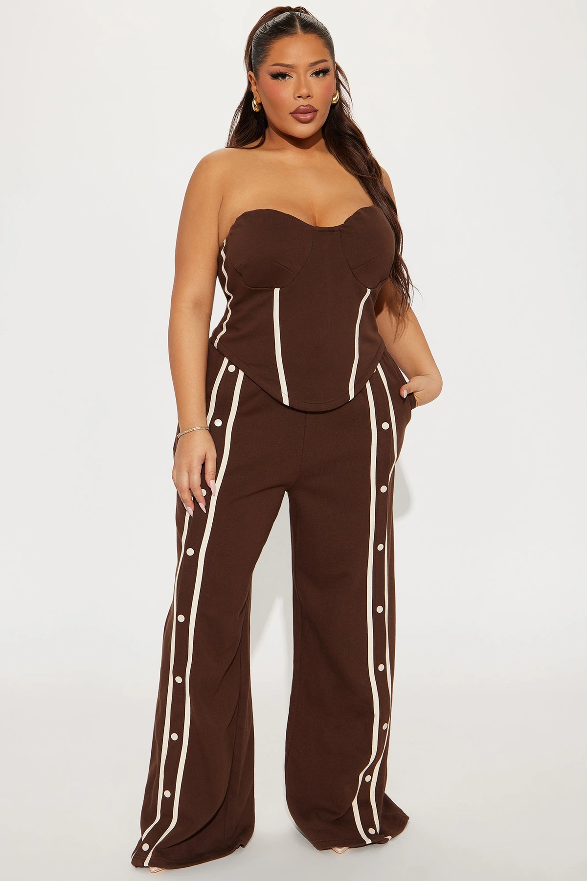 Sara Fleece Track Pant Set - Chocolate — Chocolate