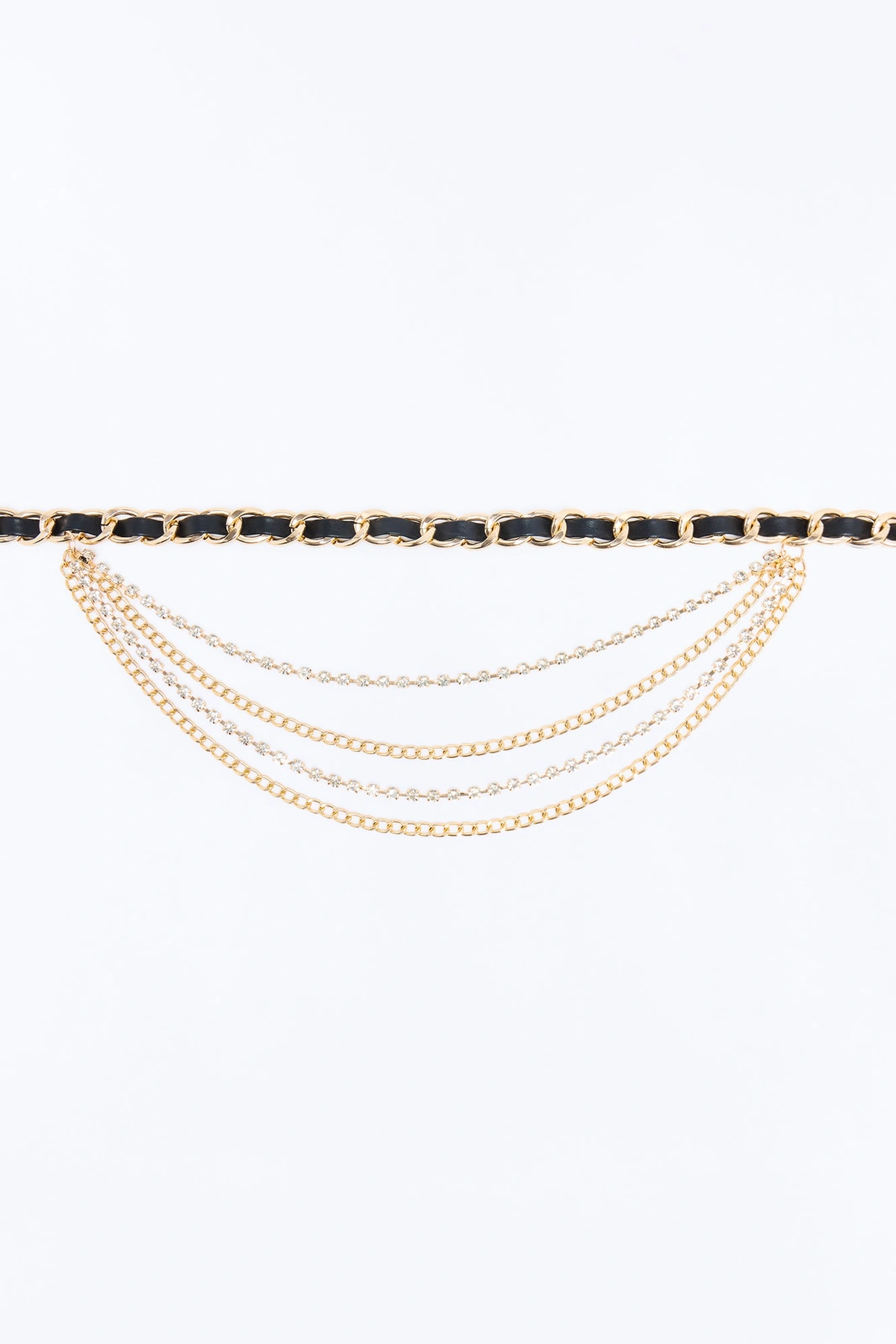 Elegant Motion Chain Belt - Gold/Black — Dourado/Preto