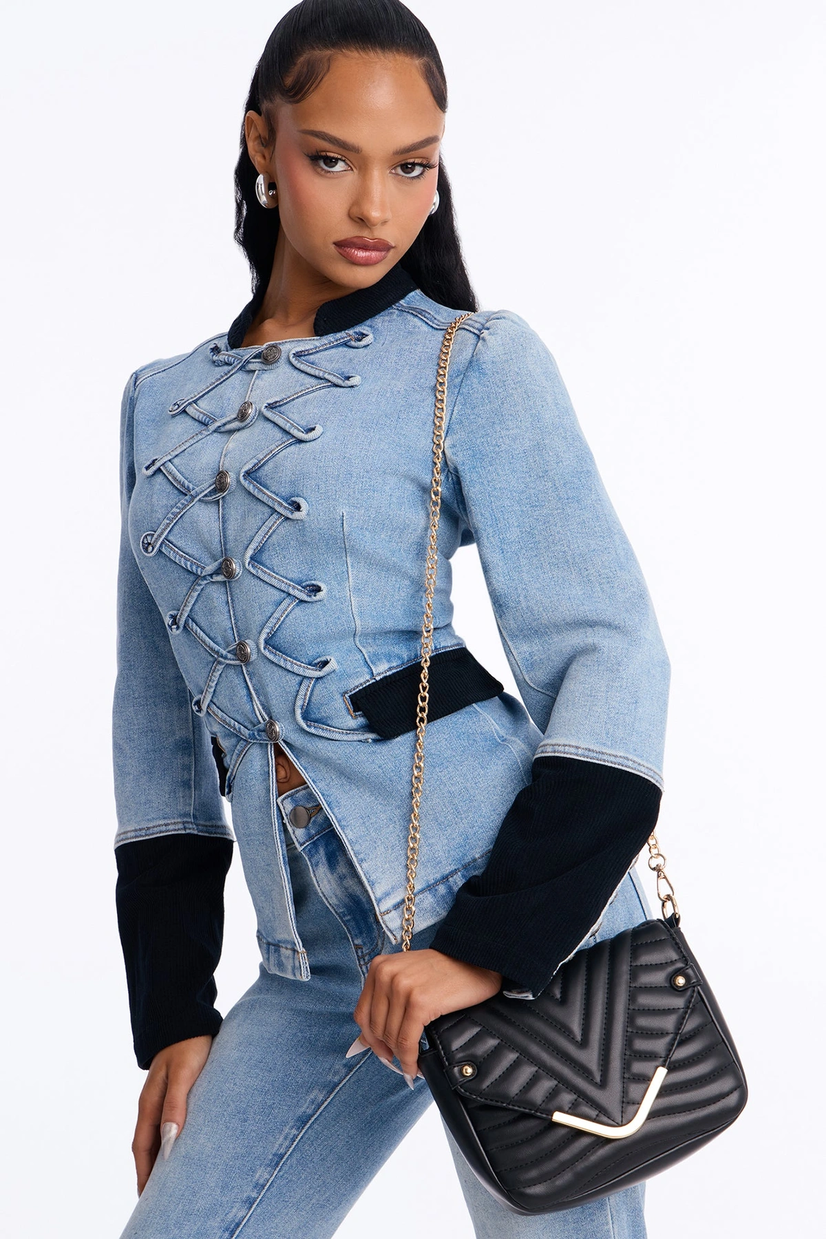 The Night Is Young Faux Leather Crossbody Handbag - Black — Preto