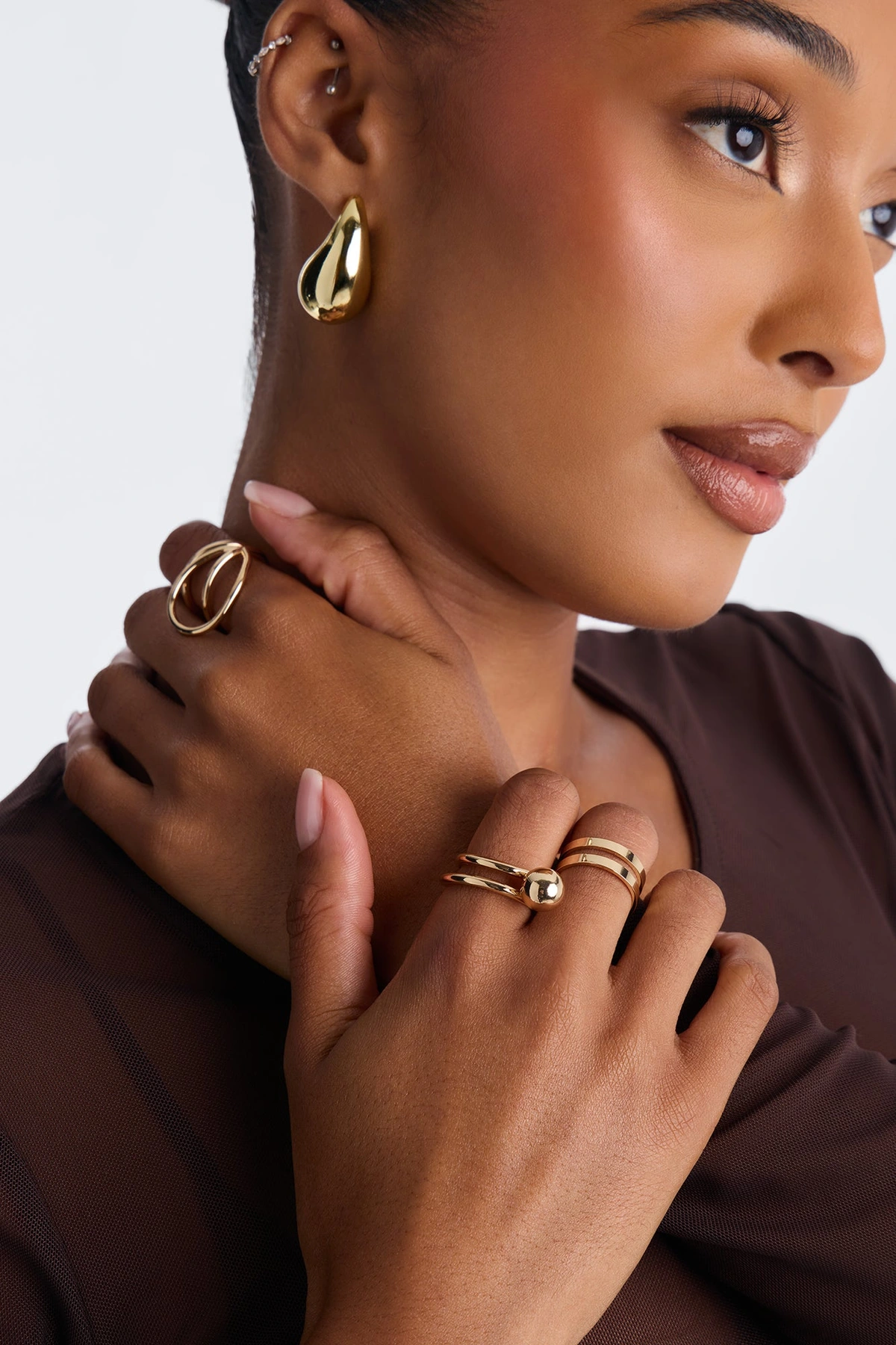 Far From It 3 Piece Ring Set - Gold — Dourado