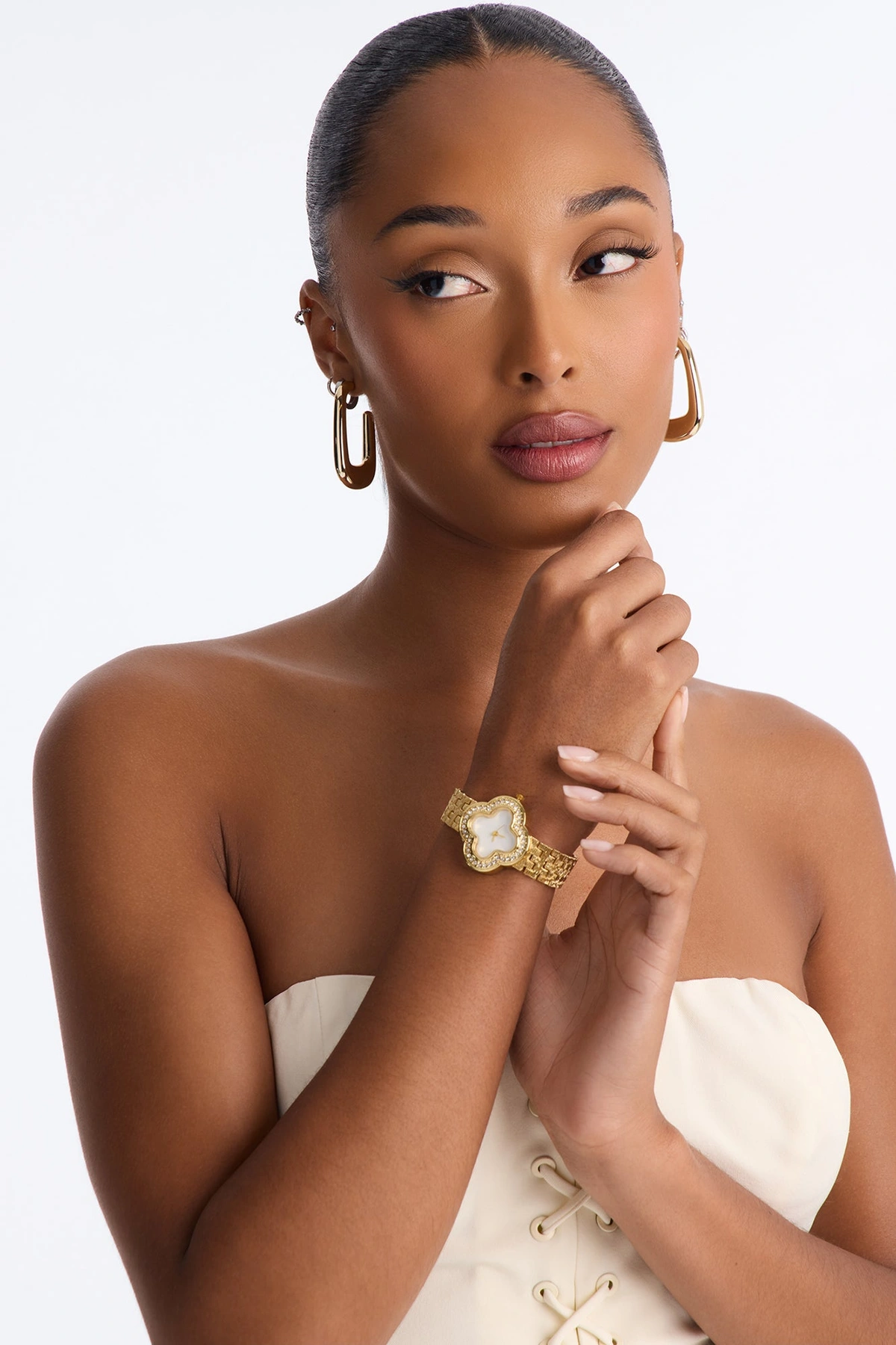 Helena Rhinestone Clover Watch - Gold — Dourado