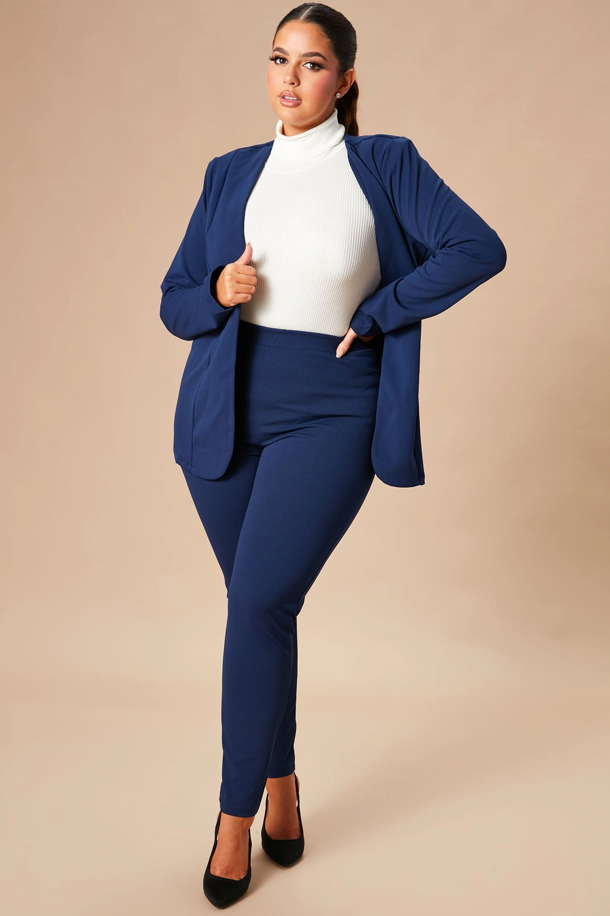 Payin' It Forward Blazer Set - Navy — Azul-marinho