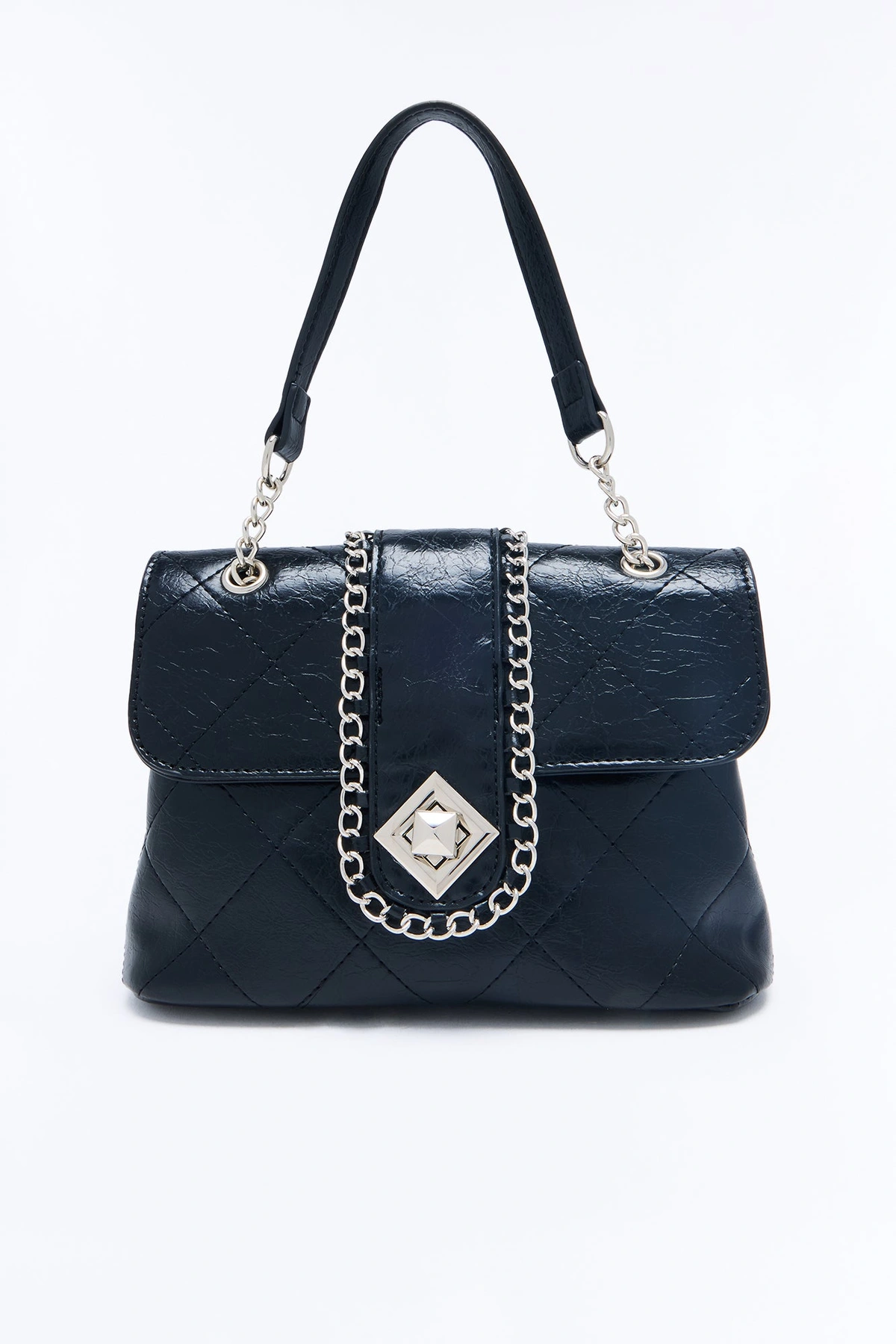 Paris And Rome Faux Leather Handbag - Black — Preto