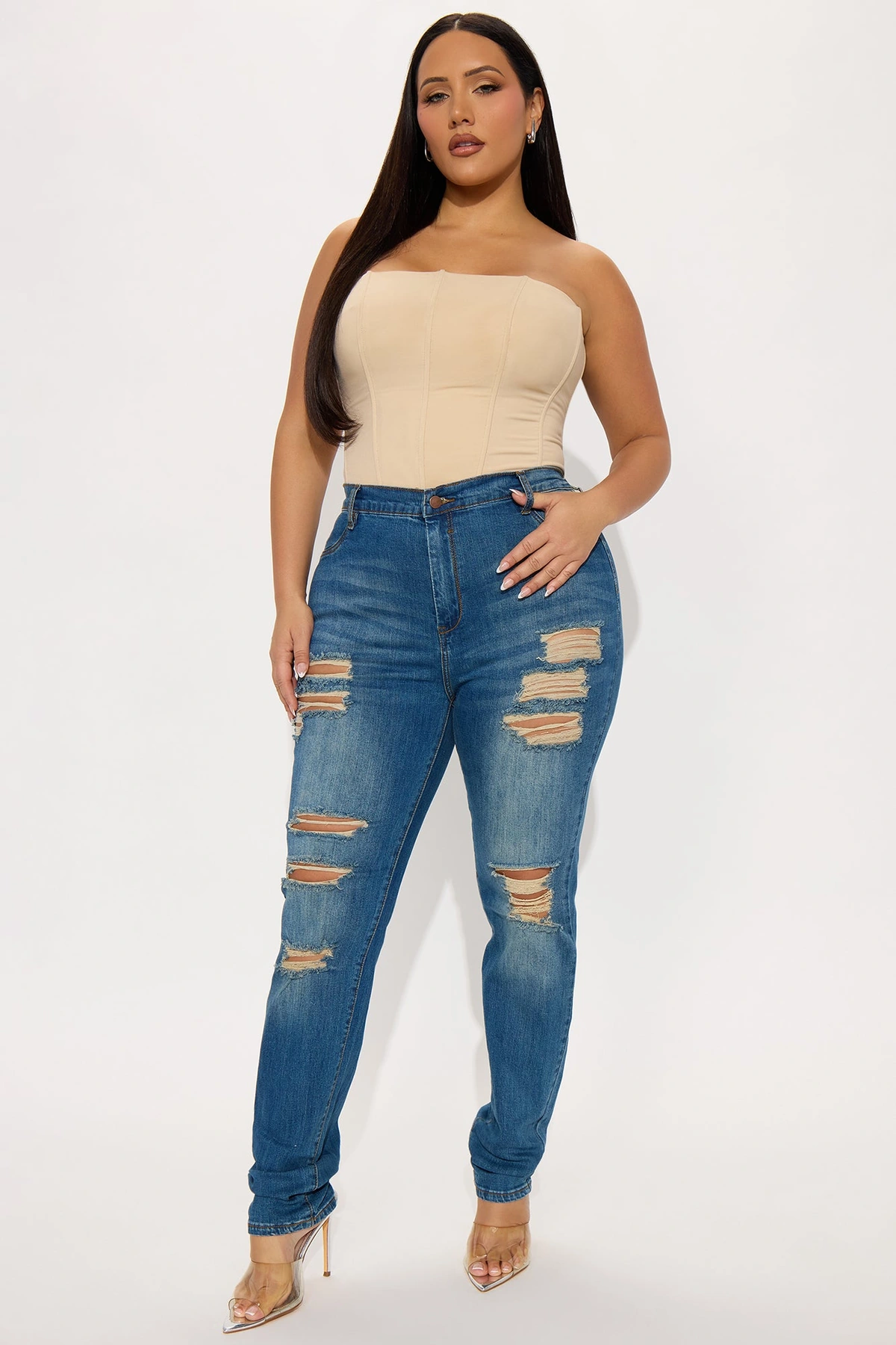 Tall Tough It Up Stretch Skinny Jeans - Dark Wash — Ganga de lavagem escura