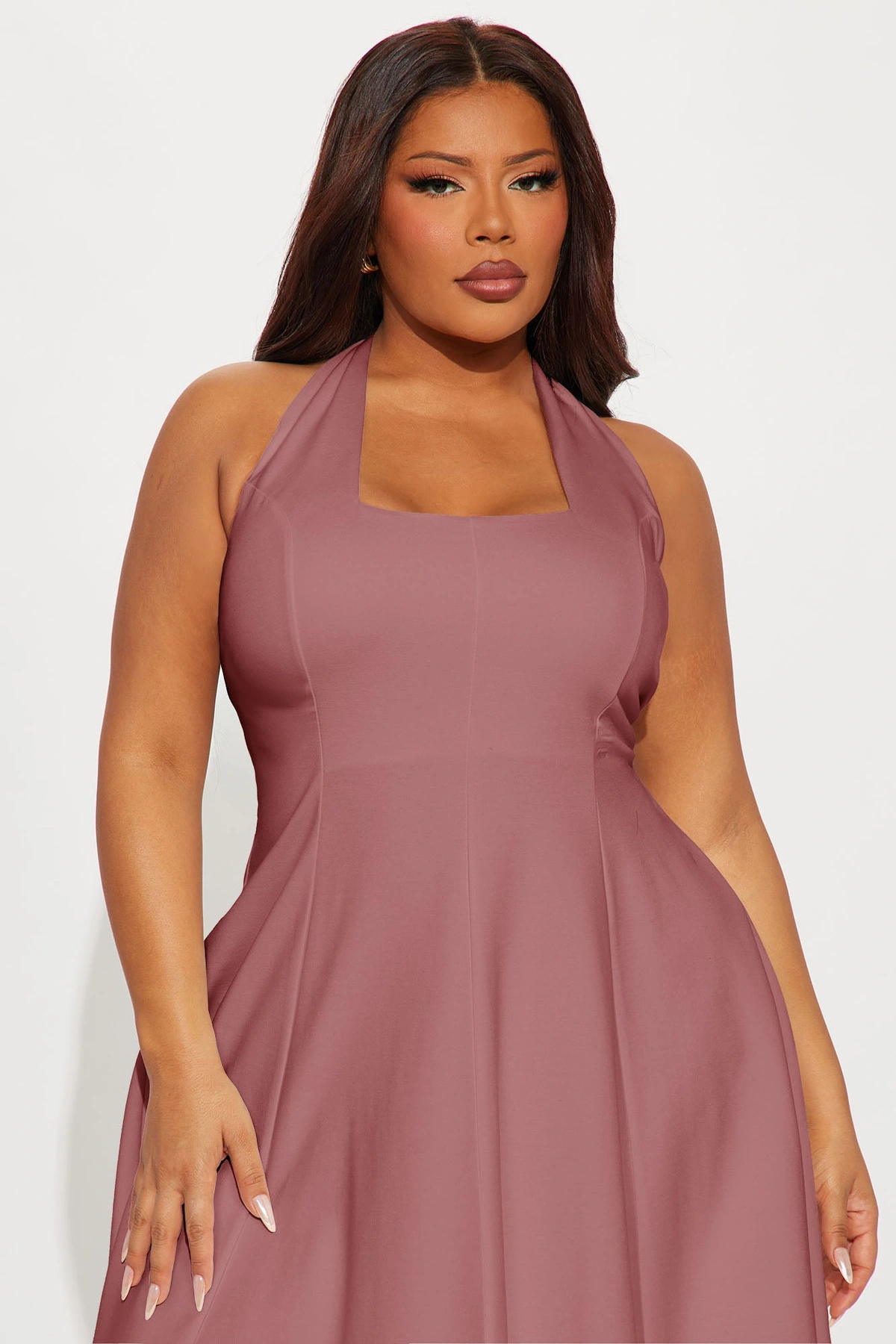 Mabel Ponte Midi Dress - Mauve — Malva