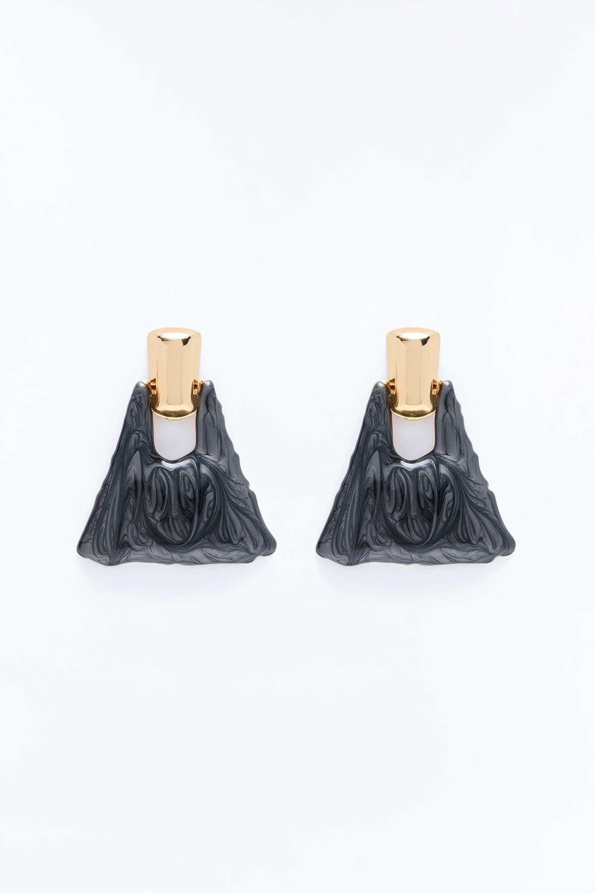 Mixed Feelings Drop Earrings - Black/Gold — Preto/Dourado