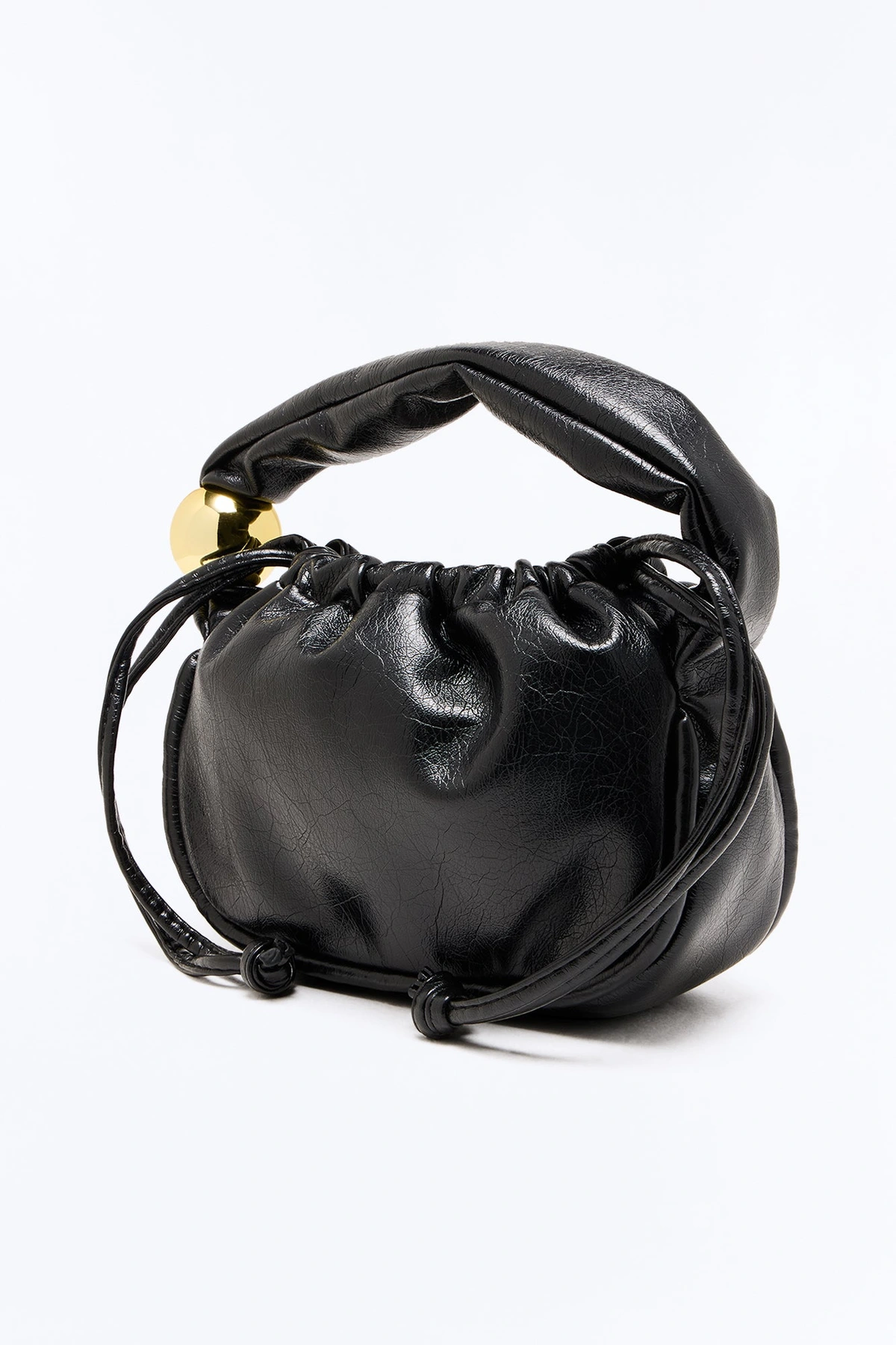A Little Bit Of Drama Faux Leather Shoulder Handbag - Black — Preto