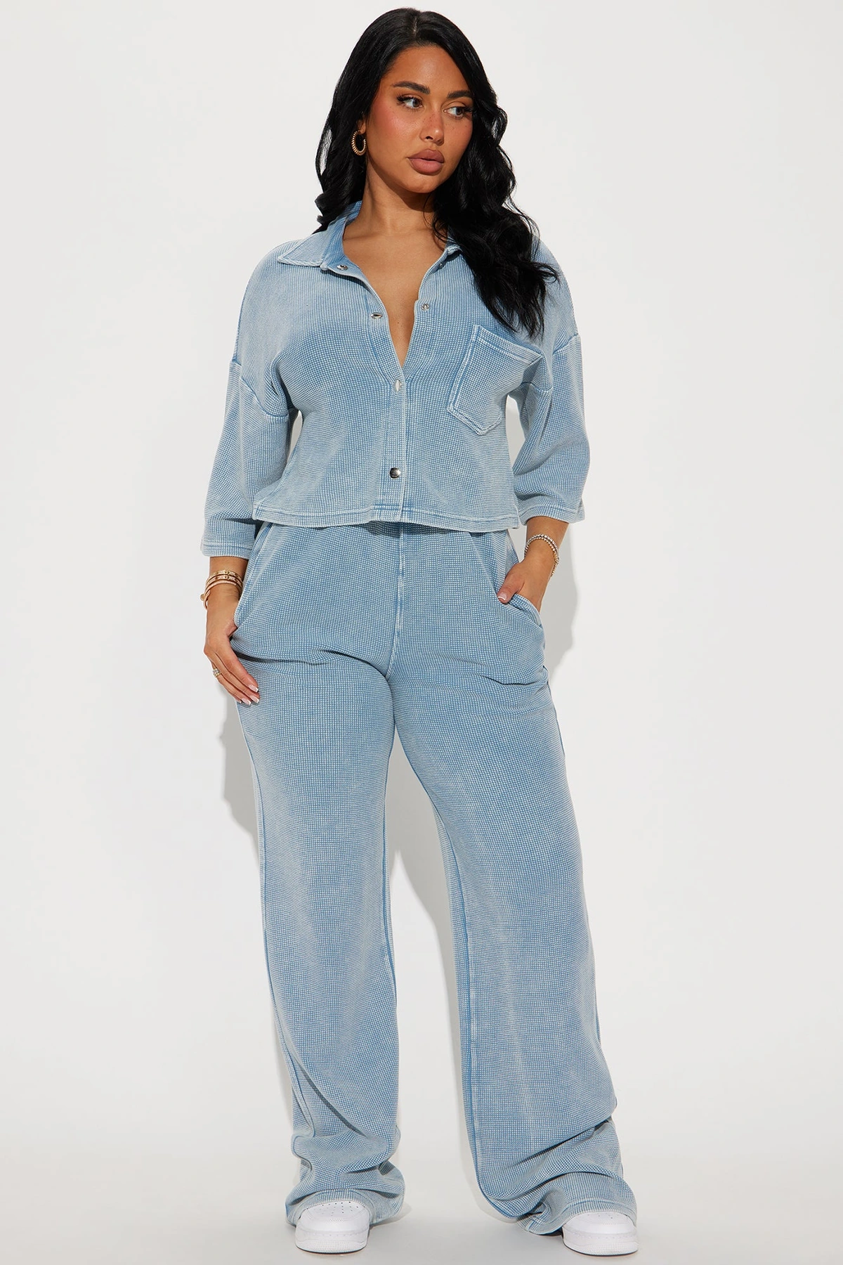 Taylor Cozy Thermal Pant Set - Blue — Azul