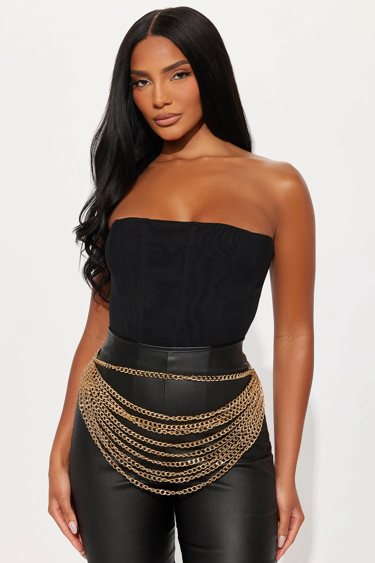 Side To Side Layered Chain Belt - Gold — Dourado