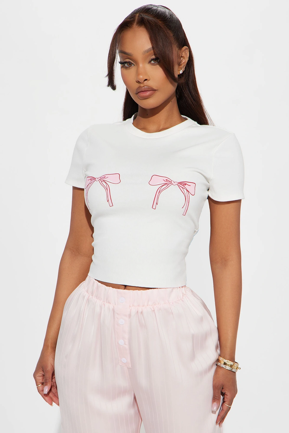 Southern Social Bow Tee - White — Branco