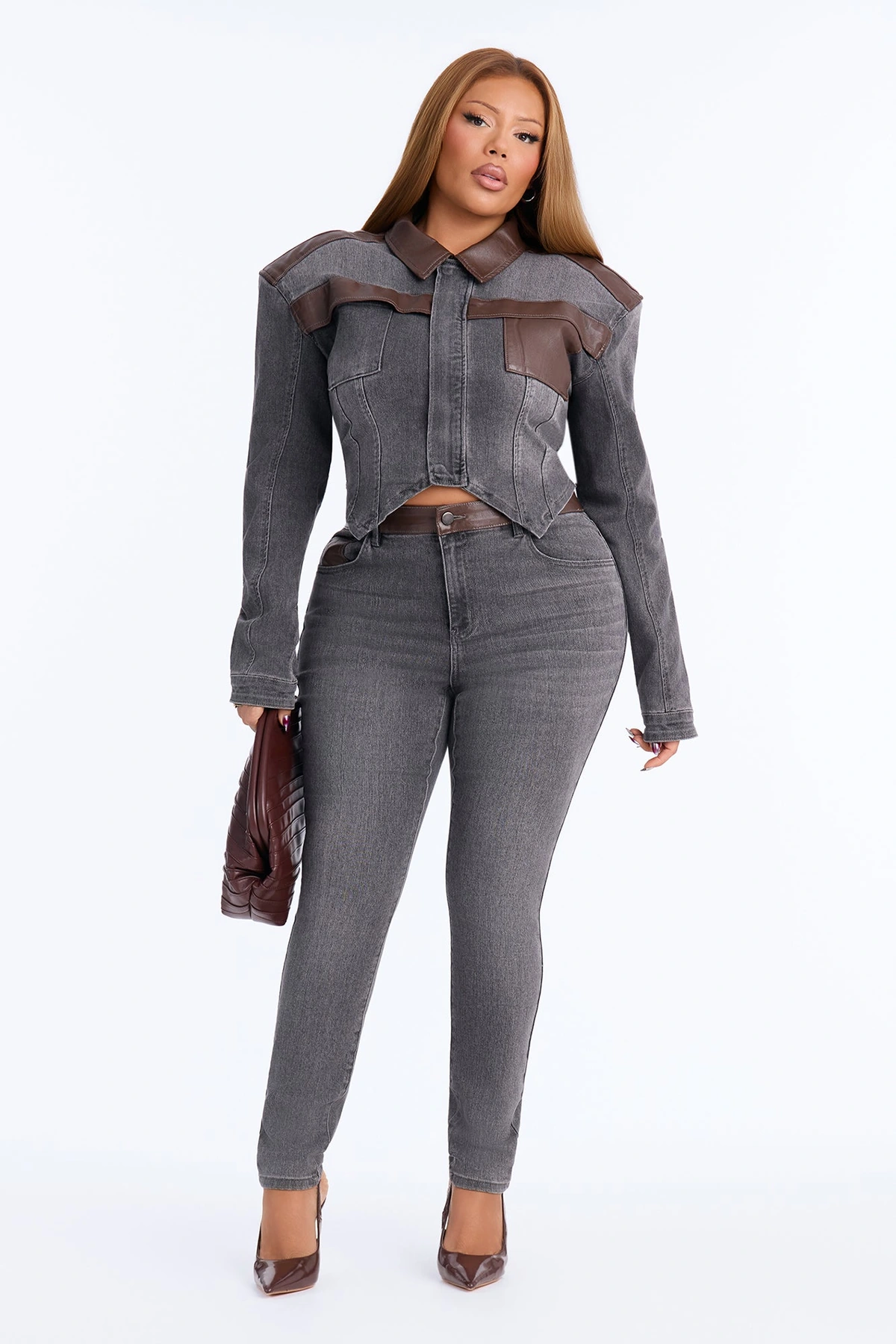 Power Stance High Rise Skinny Jeans - Grey — Cinzento