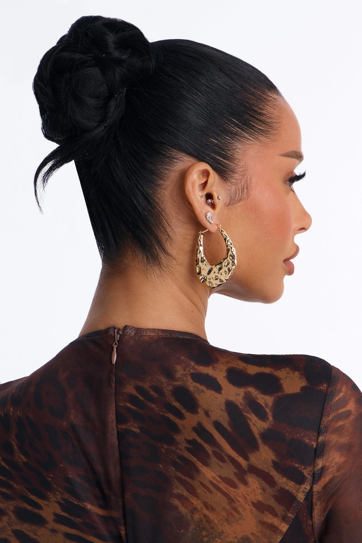 Luna Stone Hoop Earrings - Gold — Dourado